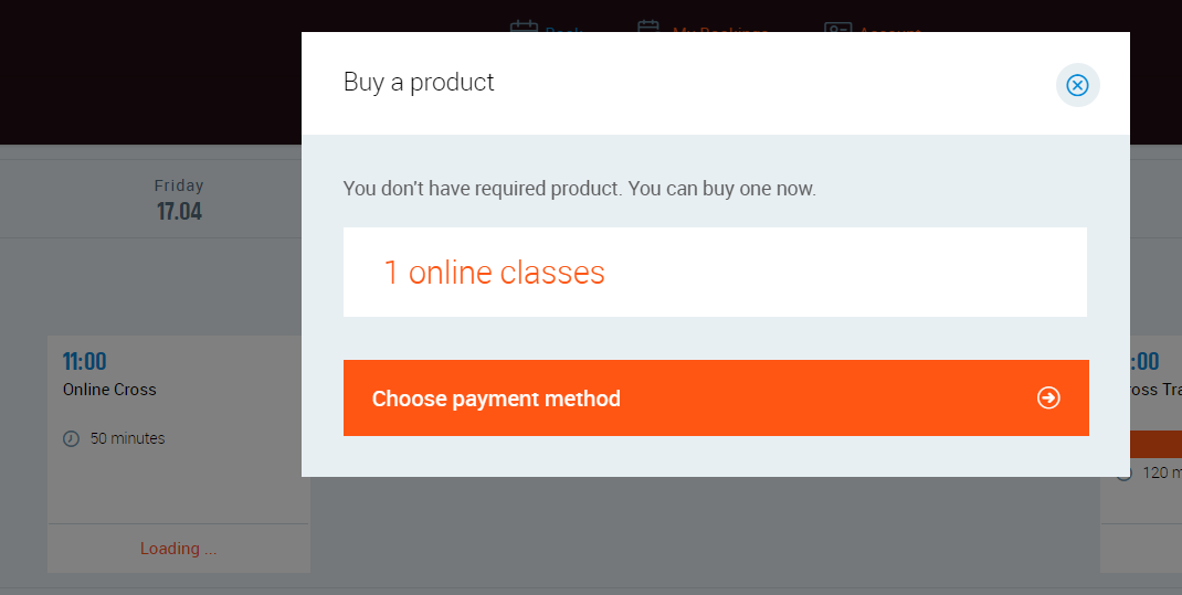 Buy Product modal