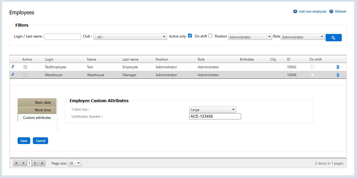 Custom Attribute : Employee